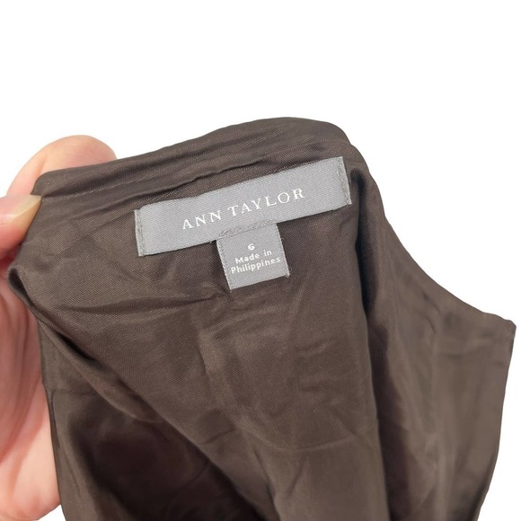 Vintage Y2K Ann Taylor Skirt Wool Cashmere Pleated Hem Brown 6 - Picture 6 of 7